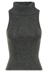 Elise Roll Neck Knit Top - Charcoal Marle